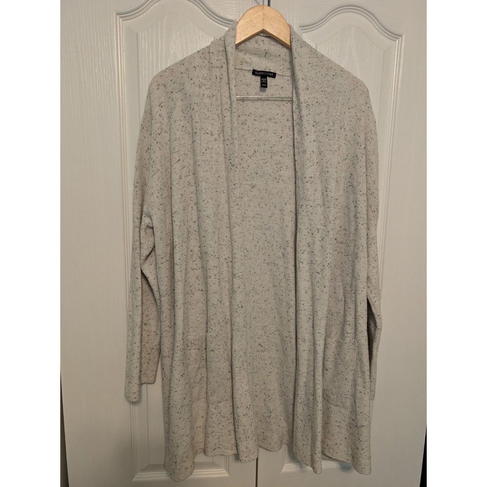 Eileen Fisher Open Cardigan Sweater Large Organic Cotton Extra Large